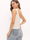 FINAL SALE Carilano Fitted Ruched Rib Tank in White