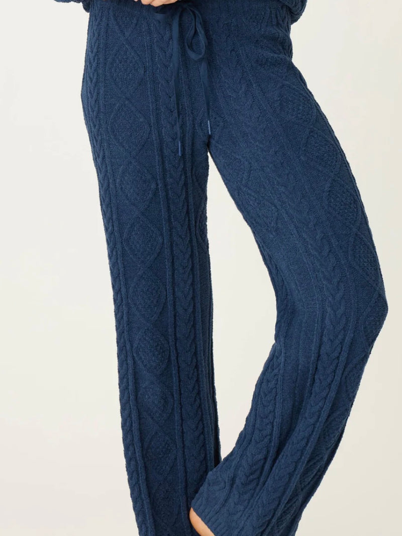 Cable Knit Lounge Pant in Navy