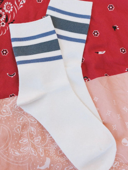 Retro Summer Crew Socks in Ivory