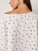Floral Crop Long Sleeve Raw Edge Top