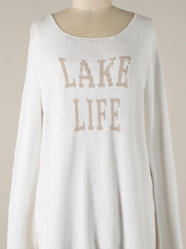 FINAL SALE Lake Life Summer Sweater in White