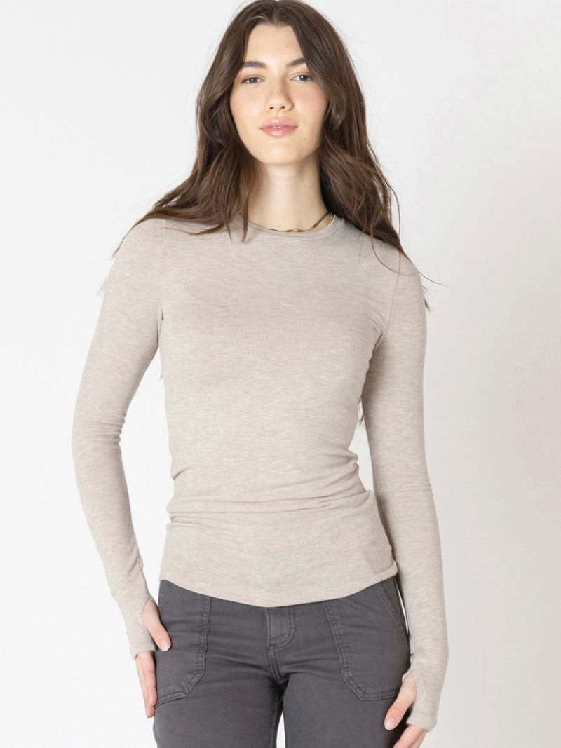 Brushed Taupe Crewneck Long-sleeve Tee