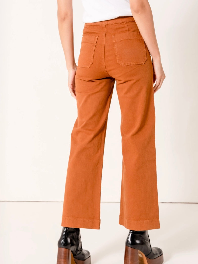 Victorine 6 Buttons Wide Leg Jean in Camel