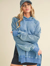 Essentially Yours Side Slit Hooded Sweatshirt in Cerulean