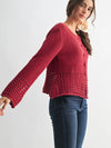 Crimson Detail Crochet Cardigan