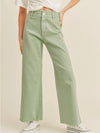 Straight Wide Leg Denim Pants in Matcha