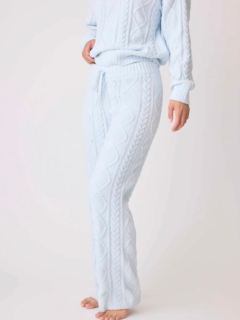 Cable Knit Lounge Pant in Blue