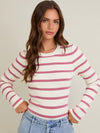 Round Neck Long Sleeve Stripe Knit Bodysuit