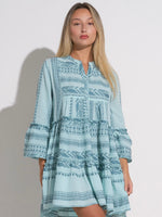 Claire Tiered Jacquard Bell Sleeve Dress