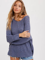 Reverse Seam Loose Fit Sweater Blue