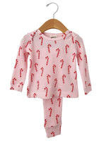 Pink Candy Cane Organic Waffle Two Piece Set