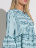 Claire Tiered Jacquard Bell Sleeve Dress