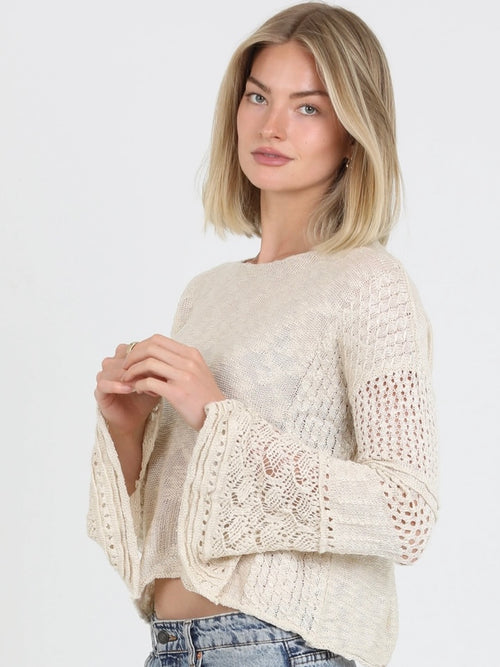 Light Weight Flare Bell Slit Sleeve Pullover