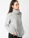 Fuzzy Turtleneck Oversized Sweater in Light Grey