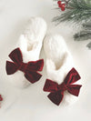 Plush Velvet Bow Slippers