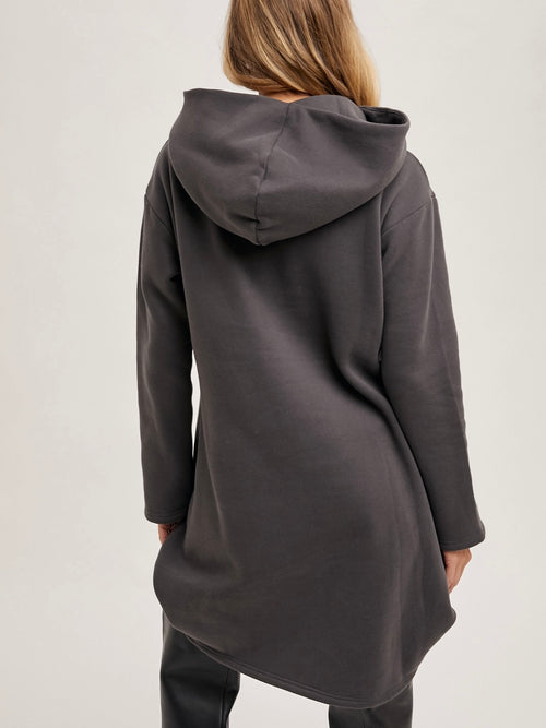 FINAL SALE High Neck Hoodie Tunic Sweatshirt with Pocket