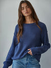 Reverse Hem Sweater in Navy