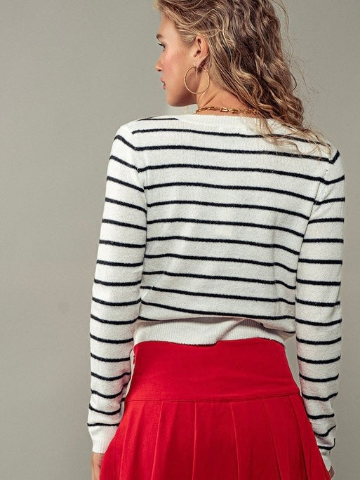 Striped Cropped Cardigan