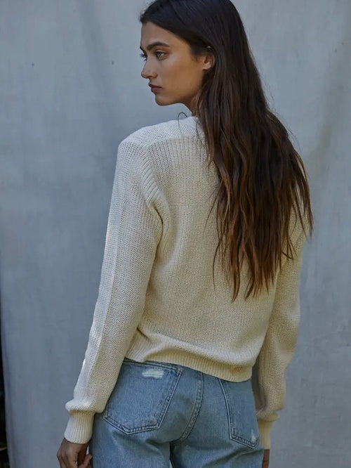 Cotton Knit V-Neck Cardigan