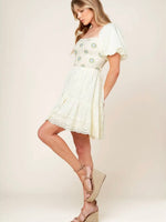 Crochet Baby Doll Puff Sleeve Dress