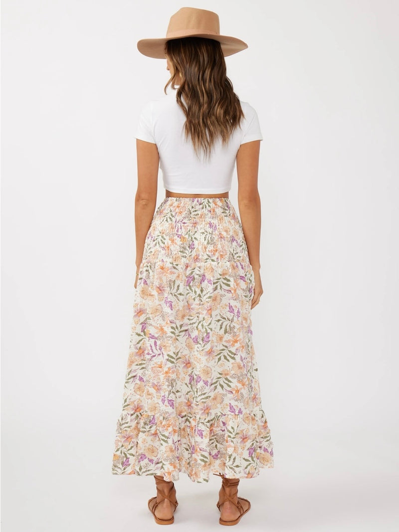 Convertible Floral Smocked Maxi Skirt