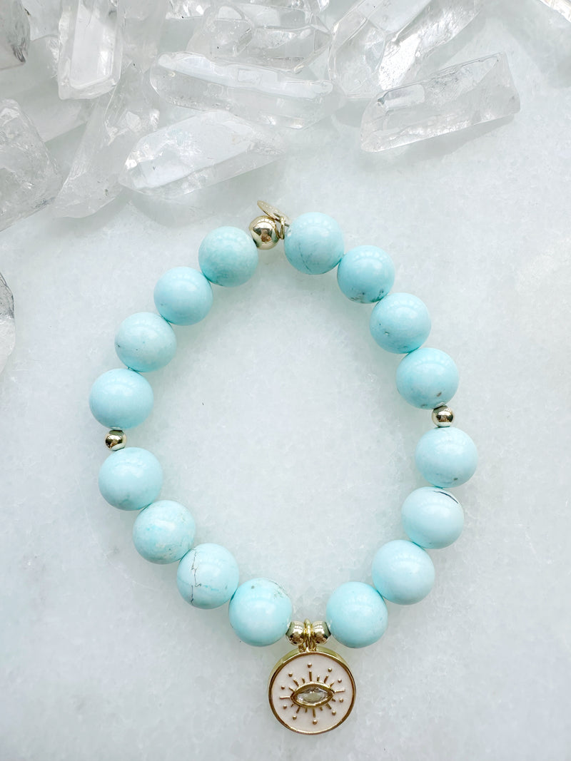 Turquoise White Evil Eye Deka Stretch