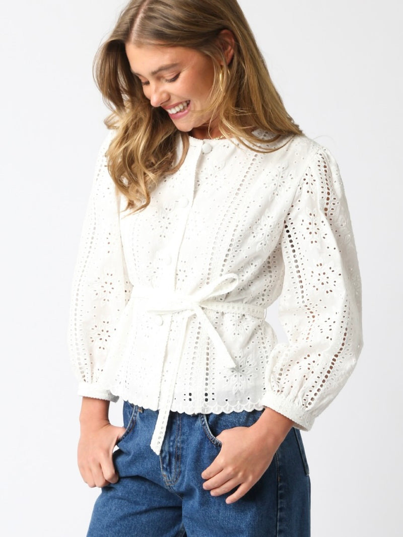 Aspen Eyelet Belted Top