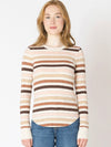 Striped Ribbed Long-sleeve Tee in Chestnut & Pink