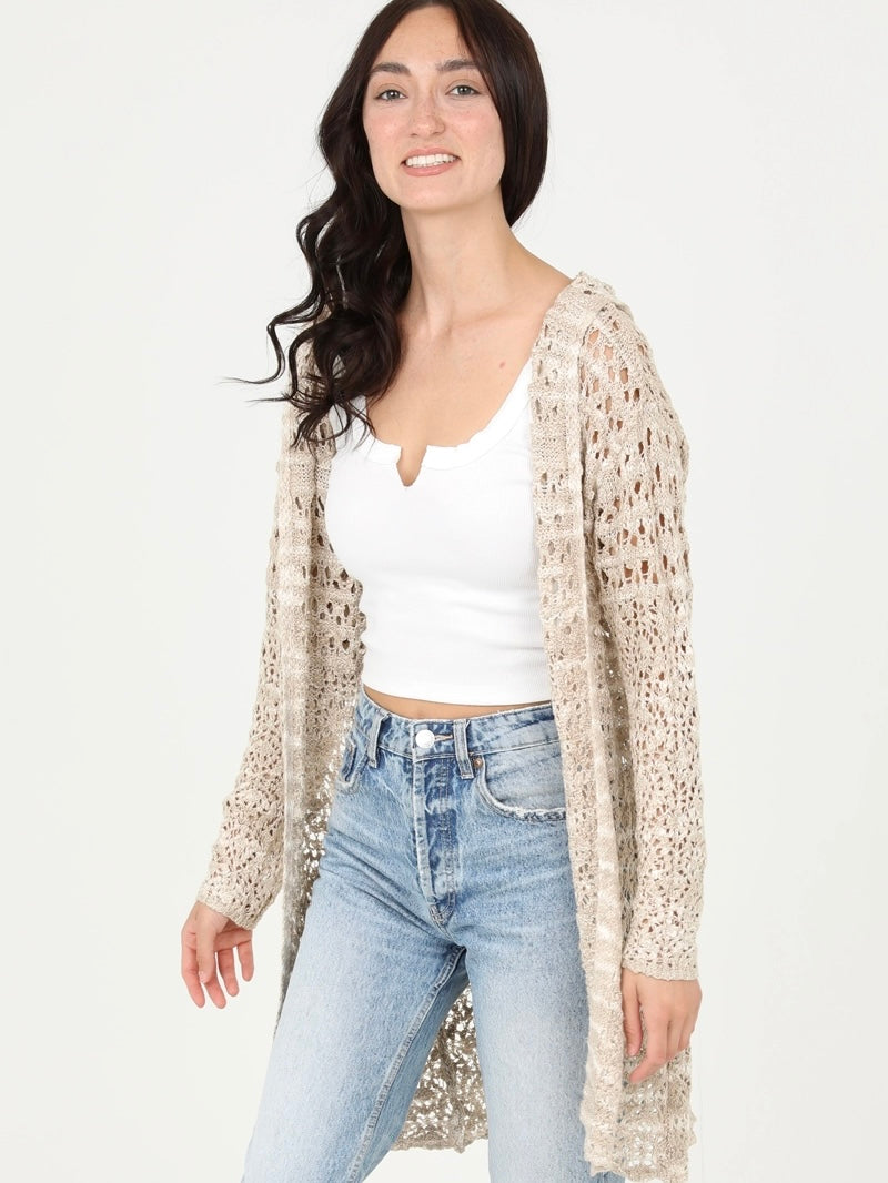 Hooded Cardigan Sweater in Ivory