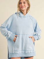 Essentially Yours Side Slit Hooded Sweatshirt in Sky