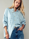Striped Double Pocket Button Down Shirt