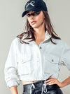 Cropped White Denim Jacket