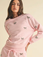 Pink Bow Bedazzled Sweatshirt