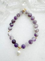 Chevron Matte Amethyst & Mother of Pearl Drop Octa Stretch