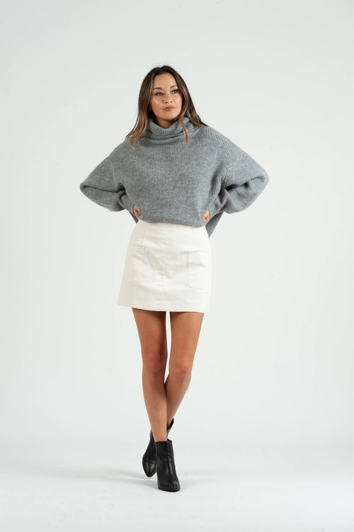 Corduroy Skirt in Ivory