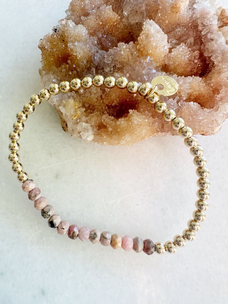 Rhodochrosite Golden Girl Stretch Bracelet