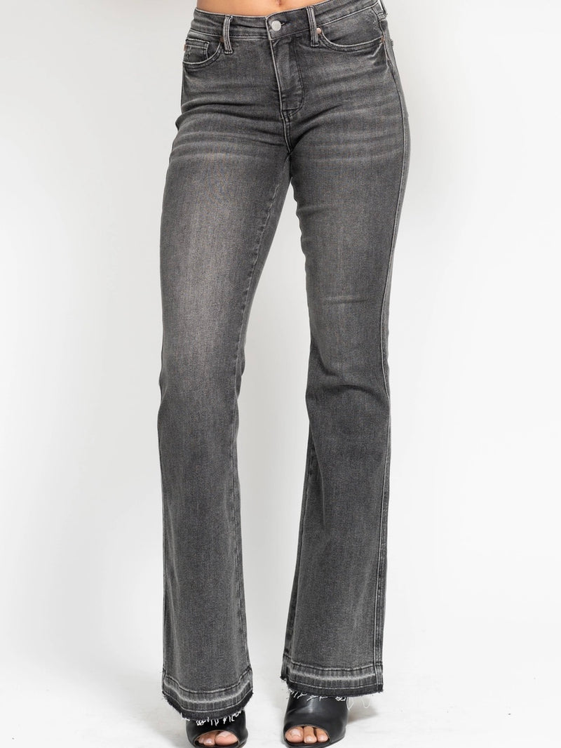 Grey Release Hem Flare Jean