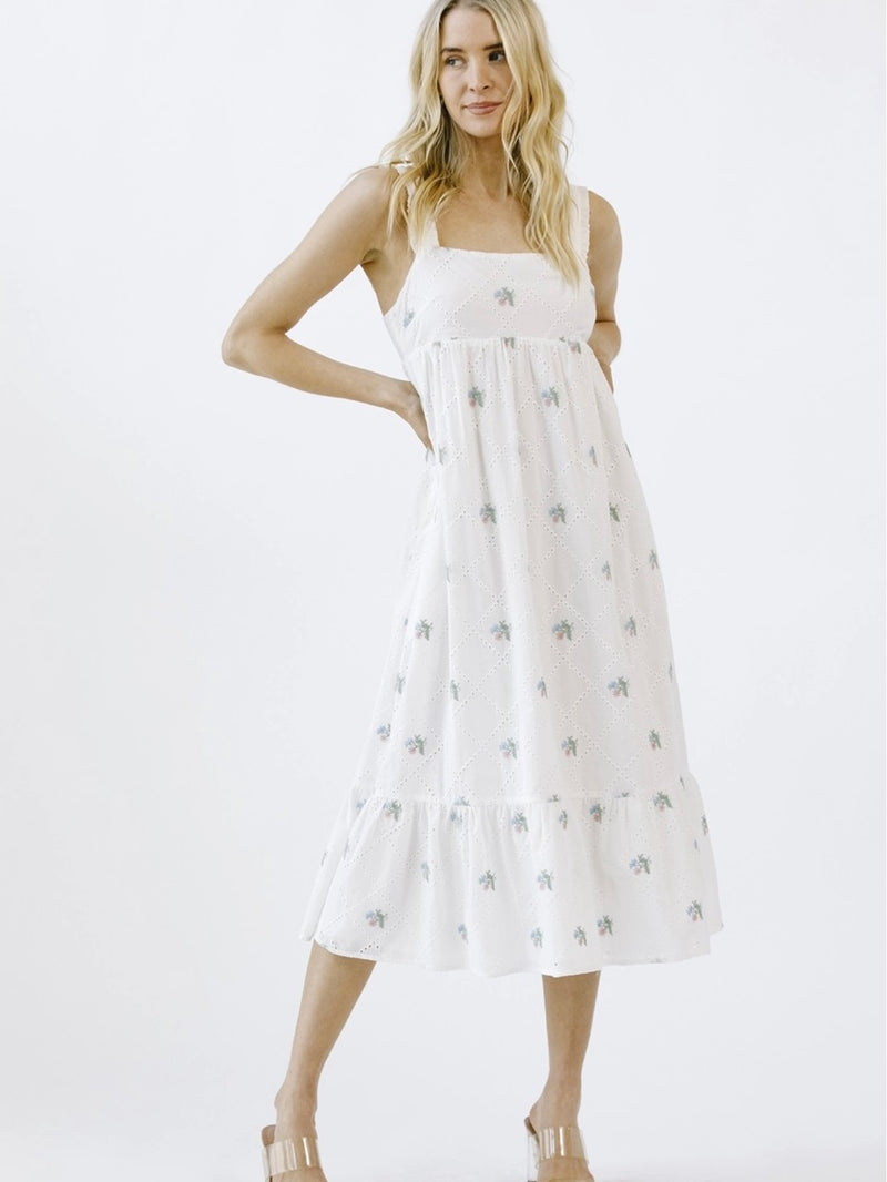 FINAL SALE Floral Eyelet Babydoll Dress