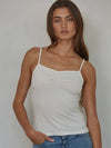 Solid Cami with Front Ruching in Off White