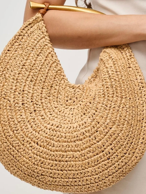 Brielle Circle Straw Crossbody Bag