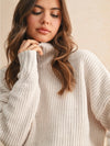Chenille High Neck Sweater Top in Cream