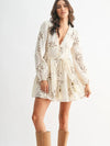 Embroidered Floral Long Sleeve Mini Dress