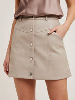 Birch Faux Leather Button Down Mini Skirt