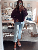 Cherry Denim Oversized Jacket