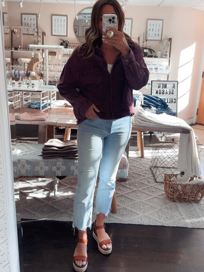 Cherry Denim Oversized Jacket