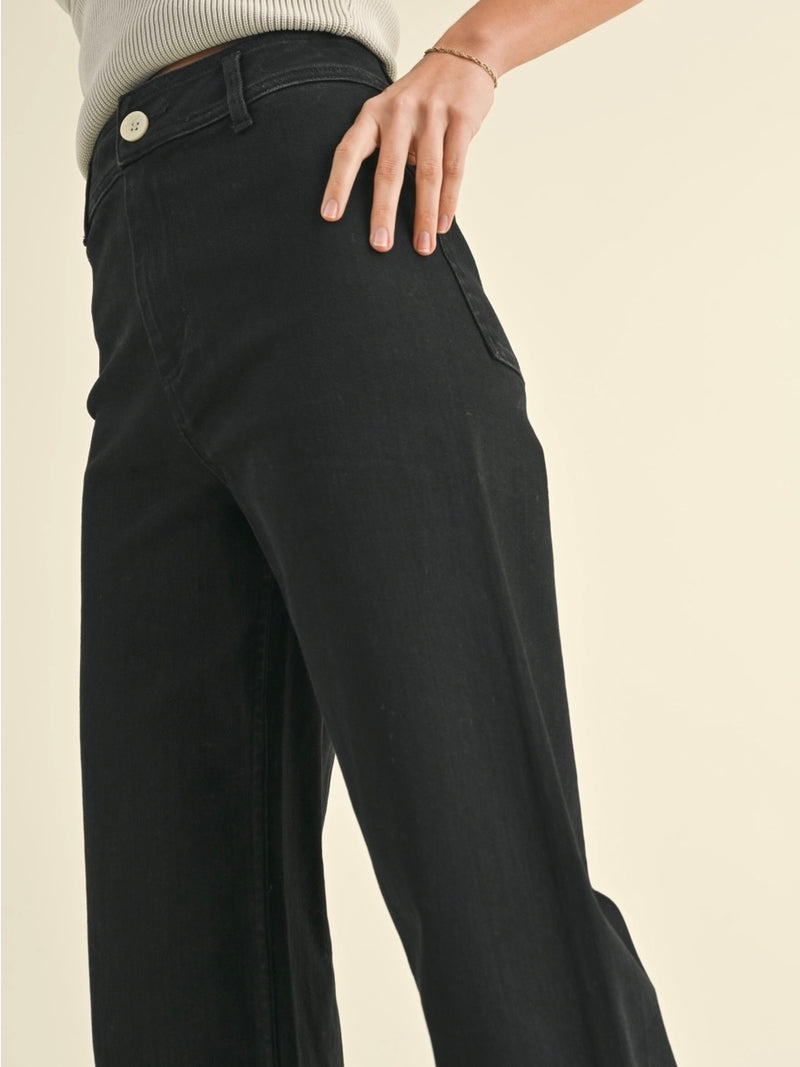 FINAL SALE Straight Wide Leg Pants in Fade Black