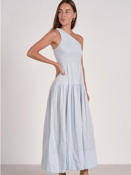 Ophelia One Shoulder Maxi Dress in Sky