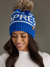 Royal Blue & White Apres Pom Hat