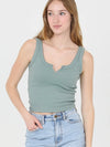 Notch Neck Tank Top in Sage
