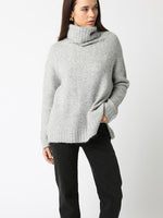 Cozy in the Snow Grey Turtleneck Sweater